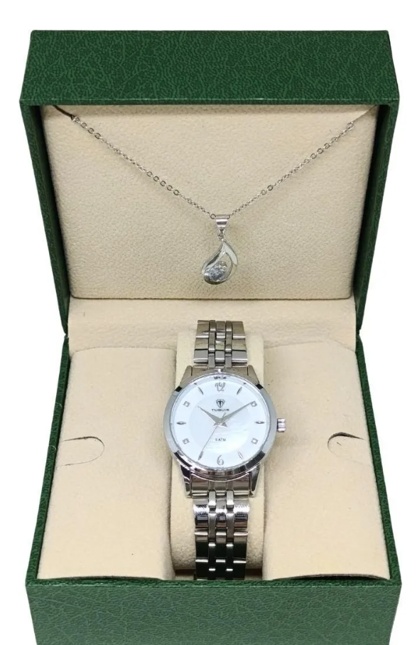 Relógio Tuguir Feminino Dourado Original Com Colar - Imagem 2