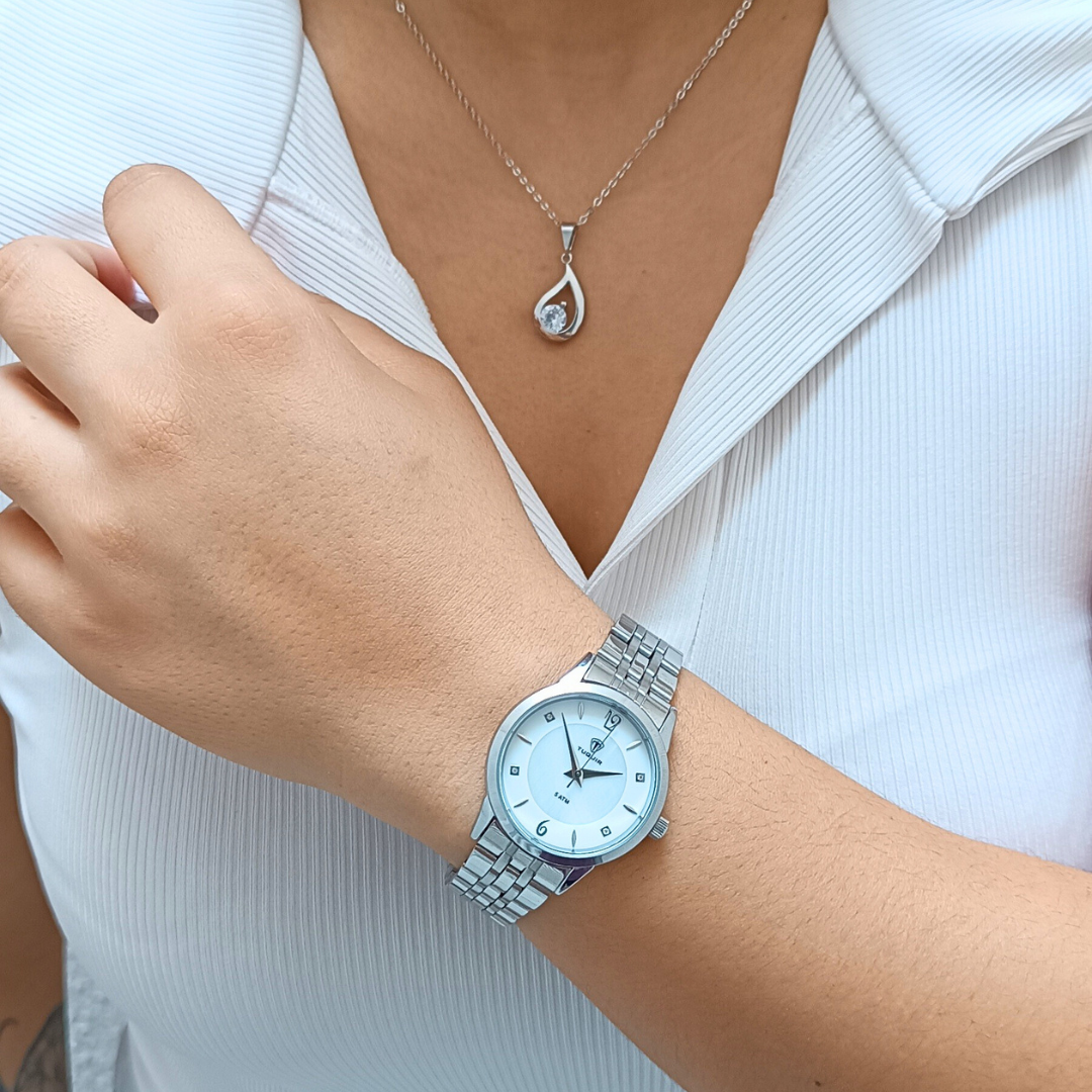 Relógio Tuguir Feminino Dourado Original Com Colar