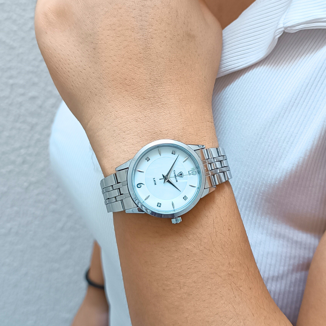 Relógio Tuguir Feminino Dourado Original Com Colar - Imagem 4